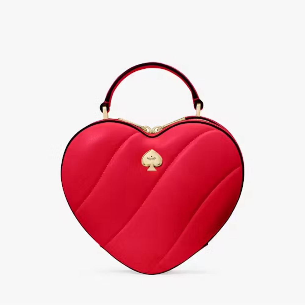 Kate Spade Red Love Shack quilted 3D heart crossbody